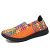 Venda Quente de Verão Transfronteiriça Sapatos de Malha Respiráveis Vazados Sapatos Femininos Faixa Elástica Sapatos Tecidos à Mão Boca Rasa Sapatos Casuais Planos