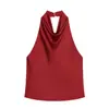 Z Estilo Europeu e Americano Transfronteiriço 2026 Nova Moda Elegante Roupas Femininas Atacado Top com Gola Halter Textura de Seda e Cetim 2231399