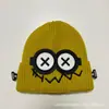 Versión Coreana del Nuevo Gorro de Lana Divertido y Lindo de Robot con Fallos para Mujer Otoño e Invierno Gorro de Punto Cálido Gorro de Lana para Estudiante