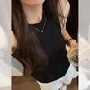 Camisole de Tricô Sem Mangas Khaki Chique Estilo Francês para Mulheres, Colete Vest Top Bonito de Alta Qualidade para o Verão, Fino