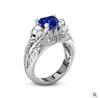 Anillo de calavera creativo nuevo con gema de circonita azul diamante joyería de estilo punk europeo y americano
