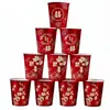 Vasos Gruesos Desechables para Boda, Celebración de Compromiso de Boda Personaje Doble Felicidad Banquete de Boda Hogar Colección de Vasos Rojos para Té y Suministros