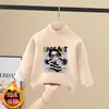 Camada Base Térmica de Fleece para Meninas Camiseta Quente de Manga Longa Roupa de Baixo Outono Inverno Top Casual para Crianças Menininha Gola Meia Alta
