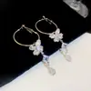 Pendientes de Botón Mariposa Rombus Gota de Agua Borla con Circonita Cúbica Plata Aguja Estilo Chica Rica Nicho Versátil Accesorios para Orejas de Lujo Ligero Alta Gama