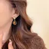 Pendientes colgantes de piedra de ojo de tigre de Maillard, ligeros, de lujo, con diseño de nicho, de alta gama, únicos y populares, para otoño e invierno para mujer.