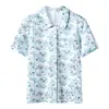 Camisas Casuales Finas de Verano Tejidas de Primavera para Mujeres de Mediana Edad y Mayores, Cardigan de Manga Corta Holgado de Talla Grande con Estampado para Madres Mayores