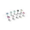 Pendientes de aleación de titanio F136 con forma de trébol de cuatro hojas y circonita, tachuelas para el cartílago de la oreja con trébol de la suerte degradado, joyería para piercing con rosca interna de titanio G23