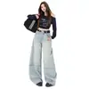 Jeans de Pierna Ancha High Street para Mujer 2026 Primavera y Otoño Nuevo Estilo Holgados con Caída Adelgazantes Retro Patchwork Pantalones de Pata de Elefante