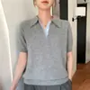 Camisa tipo polo con rayas de color de negocios, cuello camisero, transpirable, corte holgado, manga corta, suministro directo al por mayor, punto casual para mujer