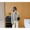 Fio fornecido pelo cliente, estilo início de outono, suéter de tricô de lã com fio floral, manga longa, caimento solto e relaxado, blusa fina para mulheres, H0914S