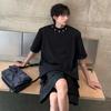 Estilo Americano Retro Solid Color Camiseta de manga curta Verão Masculino Novo Nicho Design Sense Duffy Bonito Moda Marca Cinco pontos Manga Top Ins