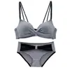Lingerie Confortável e Leve Estilo Japonês, Sutiã Sexy Sem Costas, Sutiã Push-Up Xadrez Sem Aro para Mulheres