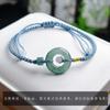Peligroso Agua Azul Donut Pulsera Trenzada de Jade Joyería de Mano Pulsera de Jade Natural Grado A Cuatro Joyería de Jade Venta al por Mayor