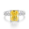 Princesa saco quadrado anel S925 prata Europa e os Estados Unidos transfronteiriço diamante amarelo quatro garras anel anel de diamante não se desvanece anel de prata esterlina atacado