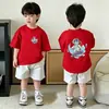 Ropa para Niños Ropa de Verano para Niños Algodón Puro Manga Corta Nuevo Estilo 2026 Niños Medianos y Grandes Camiseta de Verano Fina Camiseta Casual de Manga Media