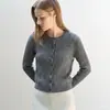 Suéter de Lana Cableado Vintage Hilo Fino, Prendas Cortas de Cachemir, Cardigan Cableado de Manga Larga Suave y Amigable con la Piel para Viajeros, Cuello Redondo