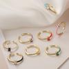 Aogu Nuevo Producto Transfronterizo, Anillo de Moda y Simple Chapado en Oro de 18K con Zircón y Gota de Aceite para Mujer Anillo de Color Macarrón Ins