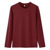 Camiseta de manga larga de algodón de 180 g para hombre y mujer, color liso, cuello redondo, talla grande, holgada, informal, con estampado de logotipo