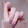 Uñas Almendradas Portátiles, Uñas Largas Estilo Europeo y Americano, Estilo Dulce y Fresco, Arte de Uñas con Pedrería Estrella Cruzada Blanco y Negro, Puntas de Uñas Postizas, Pegatinas para Uñas