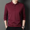 Manz Seda Primavera y Otoño Nuevo Básico Edad Media Delgado Camiseta de Manga Larga Color Puro Solapa Casual Jersey Top Base