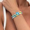 Pulsera Elástica de Flores con Cuentas Hechas a Mano de Cerámica Bohemia con Espejo Cruzado Europeo y Americano Pulsera Estilo Vacacional Joyería de Mano Versátil