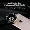 Lente Grande Angular 18mm Anti-Distorção Universal com Clipe, Lente de Câmera Externa Profissional 4K HD para Smartphone