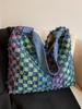 Bolso Tote de Mezclilla a Contraste con Diseño de Nicho Nuevo Transfronterizo Estudiante Casual Combinable Gran Capacidad Bolso de Hombro