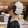 Pinza para el pelo con lazo de satén vintage para mujer, elegante, de alta gama, con cola de pony baja, para la parte trasera de la cabeza