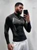 E-commerce Transfronteiriço Europeu e Americano Masculino Roupas Masculinas Esportes Fitness Outdoor Respirável Manga Longa Casual Camiseta Estampada Masculino Top