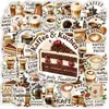 50 pegatinas vintage estilo alemán con citas de café, pegatinas dibujadas a mano de repostería y comida, papelería para agendas y pegatinas decorativas para botellas de agua