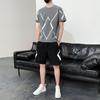 2024 Traje de manga corta de seda de hielo de secado rápido para hombre, camiseta de verano, nuevos pantalones cortos casuales de moda para hombre, conjunto deportivo de dos piezas