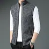 Comercio electrónico transfronterizo: Chaleco de punto casual con cremallera para hombre europeo y americano Otoño/Invierno, cuello alto, forro polar y engrosado