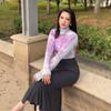 Moda de Comercio Exterior Tie-Dye Cuello Alto Cuello de Tortuga Manga Larga Camisa de Pecho Otoño Ajustado Delgado Ajuste ceñido Mono para Mujer