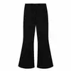 Colección Otoño 2026: Elegantes Pantalones Negros de Corte Recto Ajustado y Acampanados, Diseño de Color Sólido de Alta Gama, Versátiles Pantalones Largos P9034
