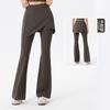 Calça Yoga Falsa de Duas Peças para Mulheres, Calça Flare Emagrecedora, Calça Saia de Cintura Alta para Esportes ao Ar Livre e Fitness, Calça Flare de Yoga para Baixinhas