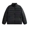 Chamarra corta acolchada para hombre con cuello alto, nuevo modelo de invierno, engrosada y cálida con plumón de pato blanco, chamarra acolchada de color sólido, estilo para pareja