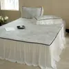 Matelassê Jacquard de Luxo Leve Estilo Francês, Matelassê de Seda Gelada de Alto Peso Molecular, Saia de Cama de Alta Qualidade, Matelassê Macio para Uso Doméstico no Verão, Lavável à Máquina