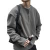 Moletom com Zíper Parcial e Textura de Veludo Cotelê para Homens, Jaqueta Pulôver Estilo Preguiçoso Primavera e Outono, Veludo Cotelê Preto Tendência