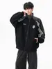Cardigã Moletom Listrado Color-Block Estilo Americano Gola Alta Masculino Marca Tendência Estilo Faculdade Solto Casual Versátil Jaqueta Esportiva Casaco