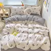 Cáñamo de Origen Vegetal Algodón Cepillado Espeso Algodón Lavado Algodón Amigable con la Piel Juego de Cuatro Piezas Funda de Edredón Individual Dormitorio de Estudiantes Juego de Tres Piezas
