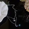 Acessórios de Colar de Alta Qualidade Estilo Coreano e Japonês com Estrelas e Luas Emendadas para Mulheres, Design de Nicho de Luxo Leve, Novo Modelo 2026 Corrente de Clavícula