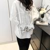 Bolsa de Jantar com Lantejoulas Estilo Coreano Feminina 2024 Verão Nova Fashionável Elegante Casual Pequena Quadrada Bolsa de Ombro/Axila