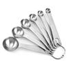 Colher de medida em aço inoxidável colher de medida redonda conjunto de 6 peças conjunto de 7 peças balança de cozinha colher de medida para temperos conjunto de colheres de cozinha