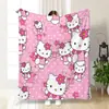 Nuevo Producto del Fabricante Manta Estampada de Dibujos Animados del Gato Kt Manta de Franela Sanrio Manta para el Almuerzo de Niños Se Puede Personalizar Según la Imagen