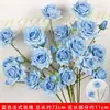 Rosas de Creme Simuladas de 3 Cabeças, Decoração de Fundo para Casamento, Arranjo de Flores para Guia de Estrada, Flores de Seda Estilo Europeu para Casamento, Flores Artificiais