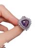 Traje de Tesoro de Color de Lujo Europeo y Americano Transfronterizo Lujo Ligero Diamante Completo Diamante de Alto Carbono Incrustado Colgante de Amatista Anillo Abierto para Mujer
