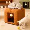 Taburete Cama para Gato, Cálido para Todas las Estaciones e Integrado Estilo Crema Taburete Pequeño para Sala de Estar, Taburete de Almacenamiento, Taburete para Ponerse los Zapatos en la Entrada