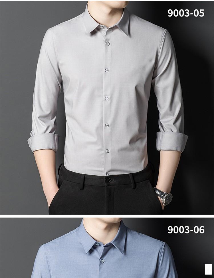 可做LOGO长短袖竹纤维衬衫潮男士弹力纯色商务免烫