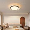 Lámpara de techo para dormitorio de estilo antiguo medio, estilo americano, estilo retro, estilo tranquilo, con veta de madera, minimalista, redonda, color nogal, protección ocular, lámpara de estudio superbrillante.