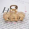 Pinza para el Cabello Metálica Única con Forma de Corona y Diseño Floral Hueco, Pasador Estilo Coreano para la Parte Trasera de la Cabeza, Accesorio para el Cabello